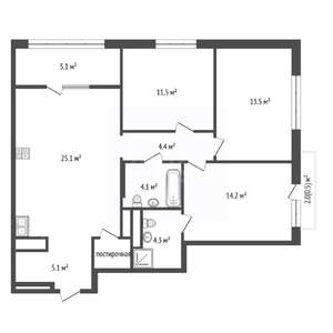 3-к квартира, вторичка, 92м2, 24/24 этаж