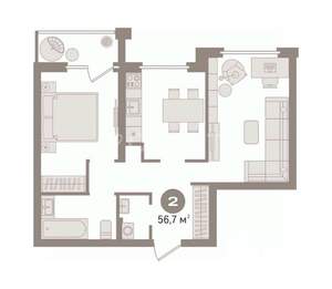 2-к квартира, вторичка, 56м2, 3/10 этаж