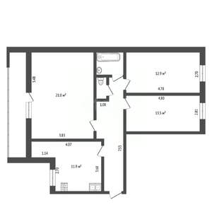 3-к квартира, вторичка, 77м2, 9/9 этаж