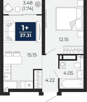 1-к квартира, вторичка, 36м2, 20/22 этаж