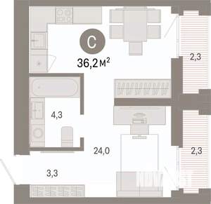 Студия квартира, вторичка, 36м2, 17/25 этаж