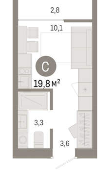 Студия квартира, вторичка, 20м2, 6/17 этаж