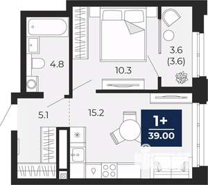 1-к квартира, вторичка, 39м2, 10/16 этаж