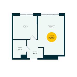 2-к квартира, вторичка, 38м2, 4/23 этаж