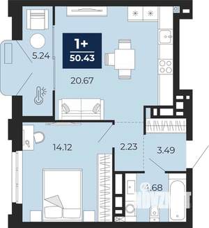 1-к квартира, вторичка, 50м2, 8/24 этаж