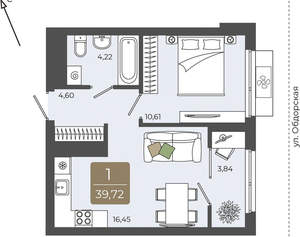 1-к квартира, вторичка, 40м2, 4/15 этаж