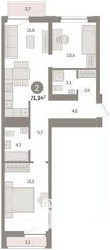 2-к квартира, вторичка, 71м2, 4/8 этаж