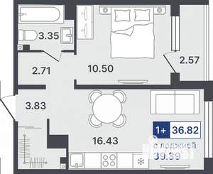1-к квартира, строящийся дом, 37м2, 6/8 этаж