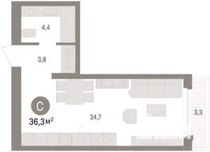 Студия квартира, вторичка, 36м2, 10/16 этаж