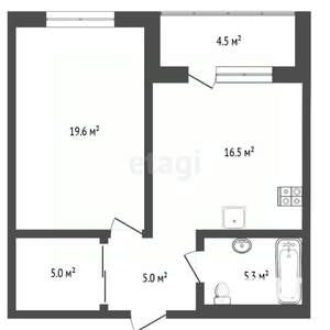 1-к квартира, вторичка, 54м2, 1/4 этаж