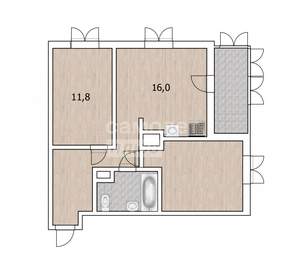 2-к квартира, вторичка, 54м2, 16/24 этаж