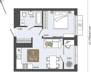 1-к квартира, вторичка, 40м2, 6/15 этаж