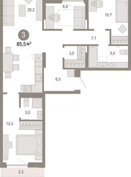 3-к квартира, вторичка, 86м2, 6/17 этаж