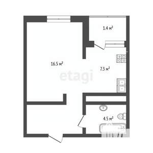 1-к квартира, вторичка, 35м2, 21/22 этаж