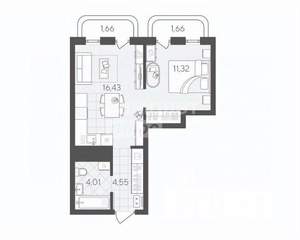 1-к квартира, вторичка, 40м2, 7/17 этаж