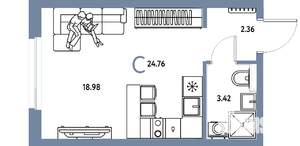Студия квартира, вторичка, 25м2, 13/25 этаж