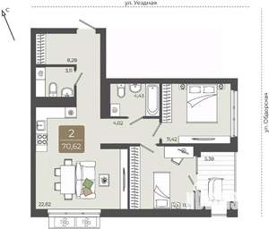 2-к квартира, вторичка, 71м2, 5/15 этаж