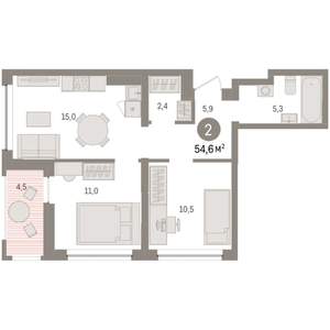 2-к квартира, вторичка, 55м2, 7/8 этаж