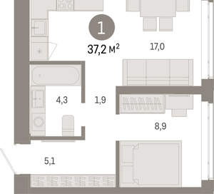 1-к квартира, вторичка, 37м2, 4/25 этаж