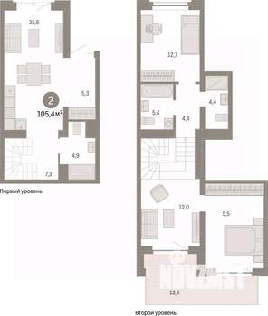 2-к квартира, вторичка, 107м2, 1/9 этаж