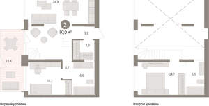 2-к квартира, вторичка, 97м2, 1/8 этаж