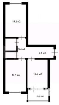 2-к квартира, вторичка, 57м2, 8/16 этаж
