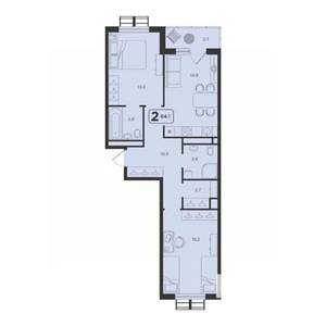 2-к квартира, строящийся дом, 64м2, 6/25 этаж