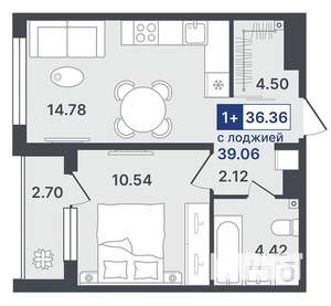 1-к квартира, строящийся дом, 36м2, 7/8 этаж
