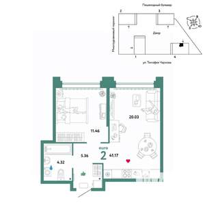 2-к квартира, вторичка, 41м2, 31/31 этаж