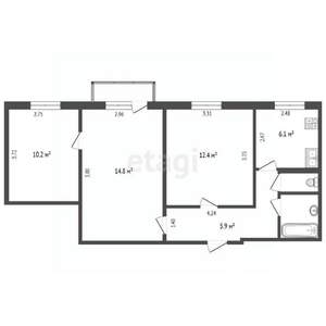 3-к квартира, вторичка, 54м2, 4/5 этаж