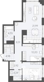 2-к квартира, вторичка, 67м2, 3/24 этаж
