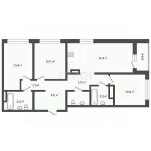 3-к квартира, вторичка, 79м2, 8/10 этаж