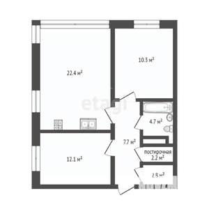 2-к квартира, вторичка, 56м2, 16/18 этаж