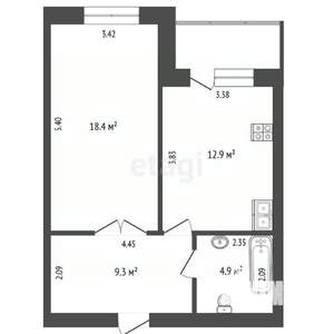 1-к квартира, вторичка, 46м2, 7/14 этаж