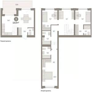 3-к квартира, вторичка, 123м2, 2/8 этаж