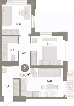 2-к квартира, вторичка, 54м2, 11/25 этаж