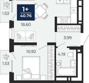 1-к квартира, вторичка, 39м2, 10/24 этаж