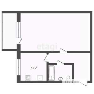1-к квартира, вторичка, 30м2, 2/5 этаж