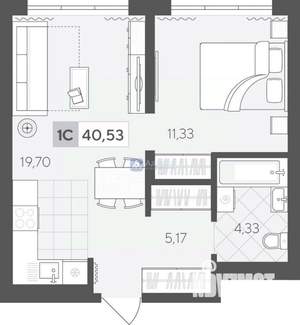 1-к квартира, вторичка, 41м2, 4/17 этаж