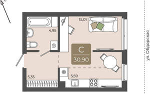 Студия квартира, вторичка, 31м2, 2/15 этаж