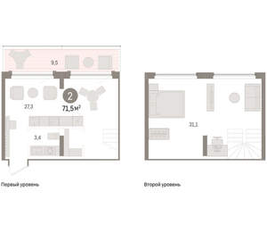 2-к квартира, вторичка, 71м2, 8/9 этаж