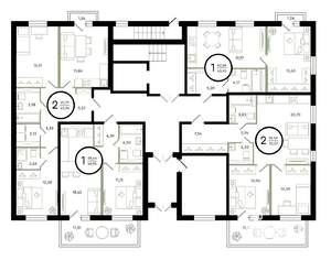 2-к квартира, вторичка, 63м2, 1/4 этаж