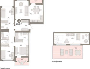 4-к квартира, вторичка, 136м2, 7/8 этаж