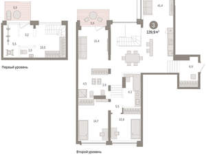 3-к квартира, вторичка, 140м2, 1/8 этаж