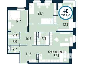 3-к квартира, сданный дом, 132м2, 1/17 этаж