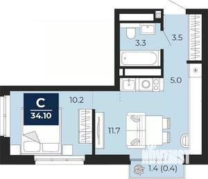 Студия квартира, вторичка, 34м2, 18/18 этаж