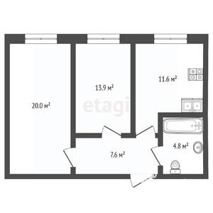 2-к квартира, вторичка, 58м2, 5/10 этаж