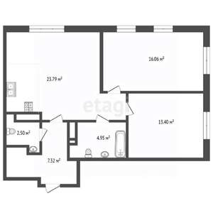 2-к квартира, вторичка, 67м2, 8/25 этаж