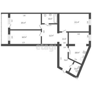 3-к квартира, вторичка, 104м2, 10/14 этаж