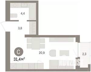 Студия квартира, вторичка, 31м2, 13/16 этаж